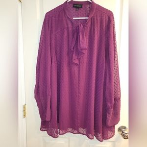Lane Bryant tie neck purple blouse size 26/28